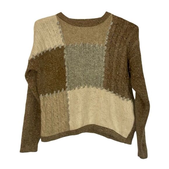 Extra Energy Vintage By De Rotchild Silk Angora block square print sweater M - Picture 1 of 9